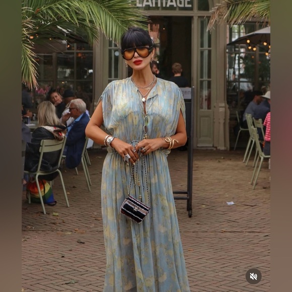 Zara Blue Floral Maxi Dress bohemian boho floral printed flowy